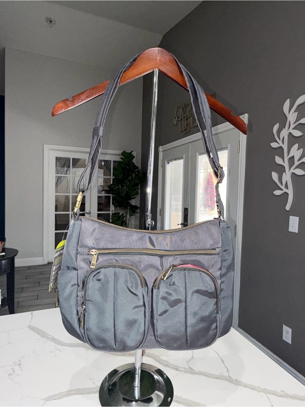Travelon Gray Women’s Crossbody Tote Bag - Classic Everyday Style with wallet.